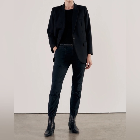 Nili Lotan Cropped Military Carbon Black Cotton Blend Zipper Pants Size 6 - Picture 3 of 16